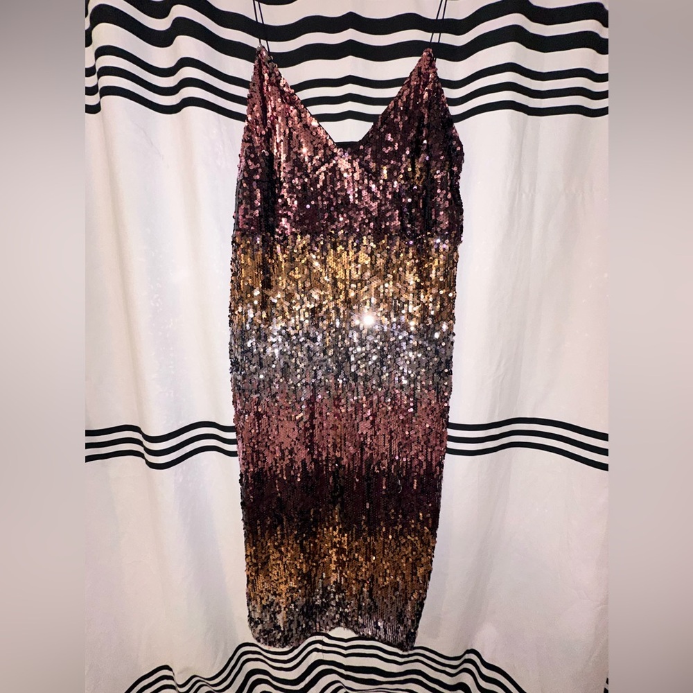 Club London purple ombré sequin midi dress